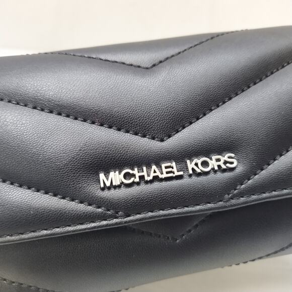 Michael Kors Jet Set Travel Black Quilted Leather Trifold Wallet - NWT $298 - Picture 4 of 16